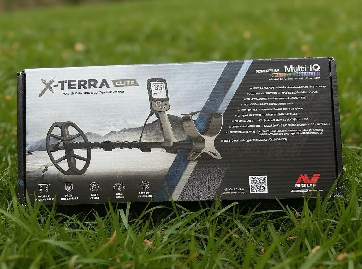 Minelab X-Terra Elite metal detector unboxing and setup image